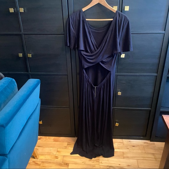 A.L.C criss cross back Jersey dress in navy - Picture 4 of 7